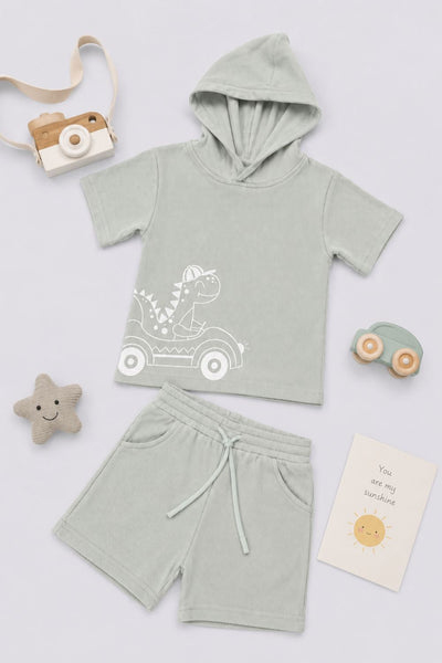 Infant Boys Green Dinosaur Embroidered Co-ord Sets