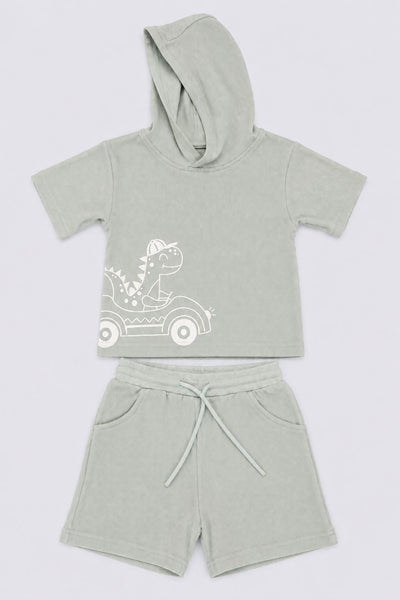 Infant Boys Green Dinosaur Embroidered Co-ord Sets