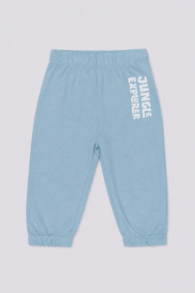 Infant Boys Blue and White Vehicle Printed Joggers - Pack of 2