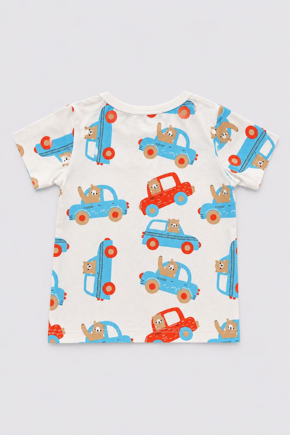 Infant Boys Blue and White Vehicle Printed T-Shirts - Pack of 2