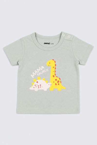 Infant Boys White and Green Dinosaur Print T-Shirts - Pack of 2