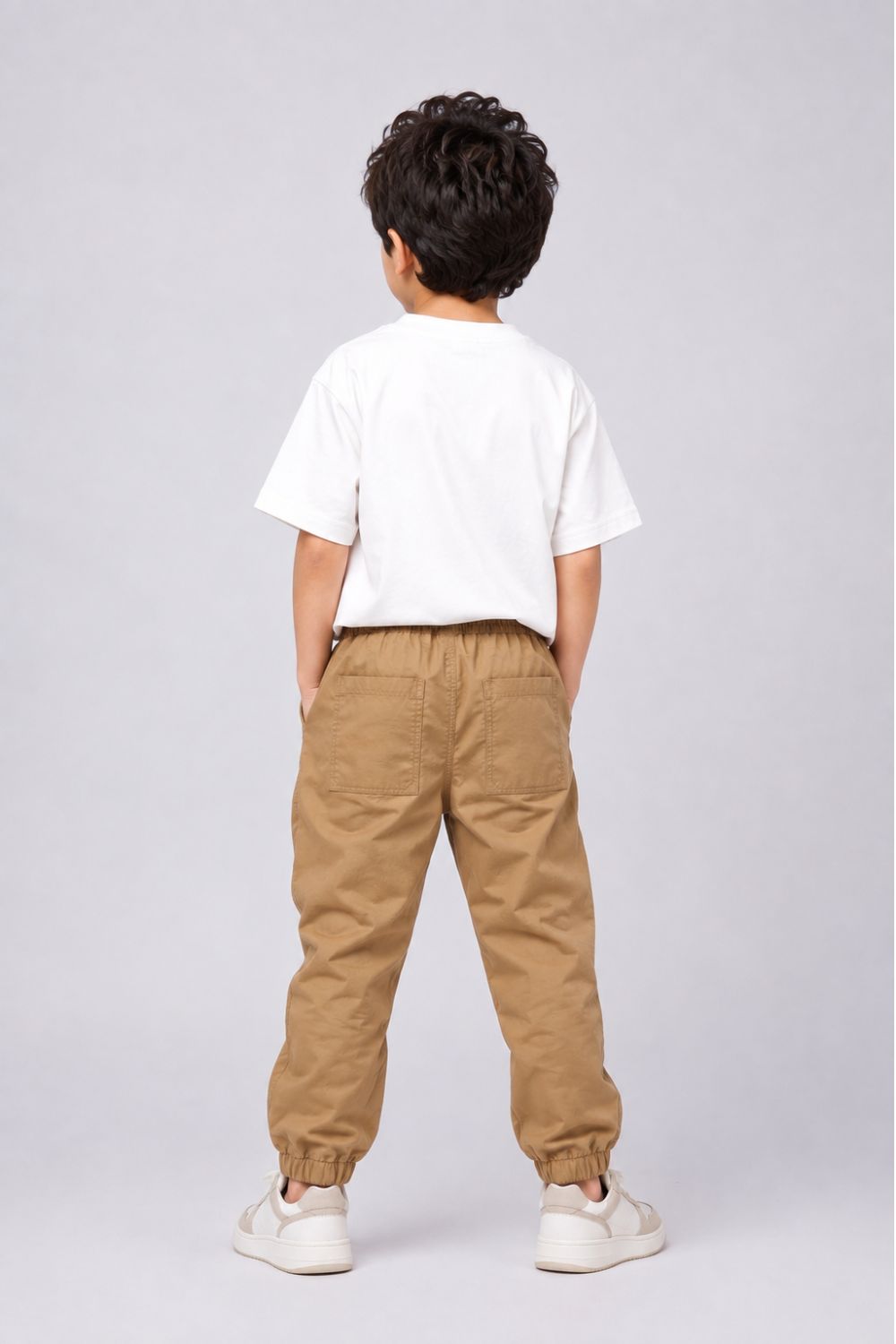 Boys Regular Fit Khaki Solid Casual Jogger
