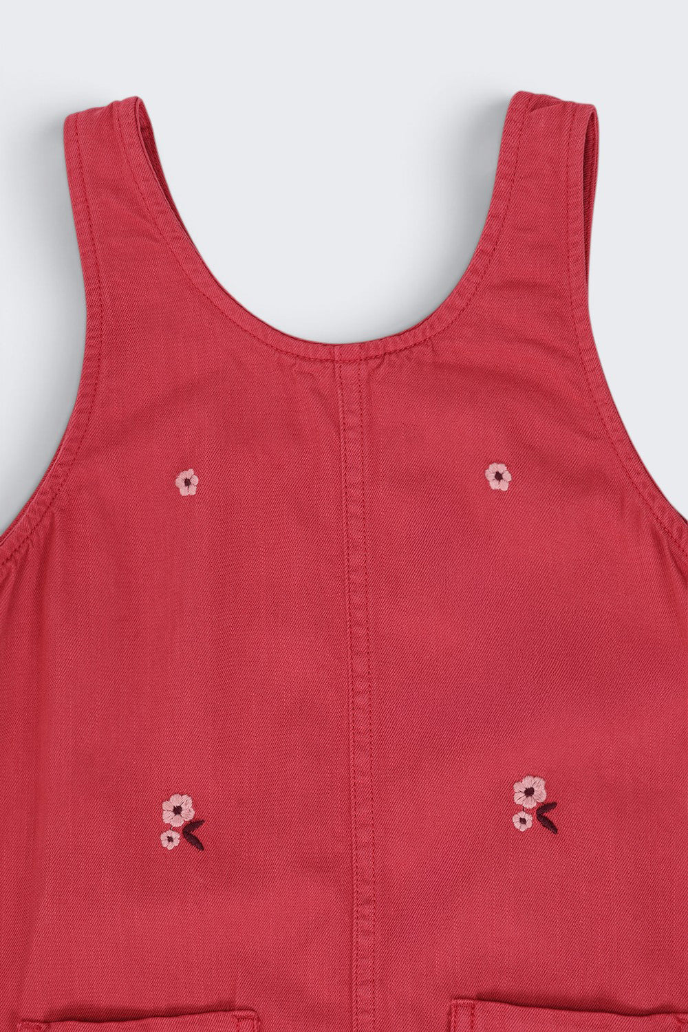 Girls Red Embroidered Floral Pinafore Dungarees and T-Shirt