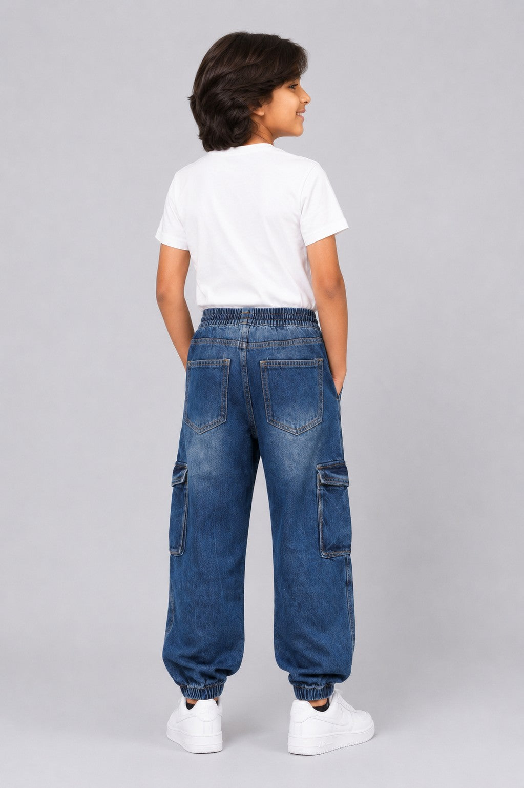 Tweens Boys Jogger Fit Blue Cargo Jeans