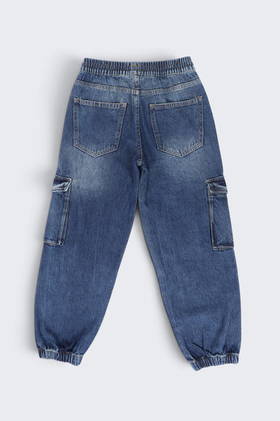 Tweens Boys Jogger Fit Blue Cargo Jeans