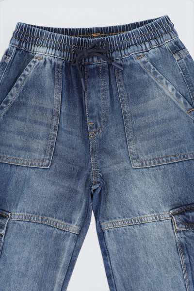 Tweens Boys Jogger Fit Blue Cargo Jeans