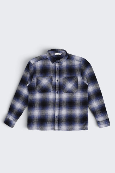 Tweens Boys Navy Checked Flannel Shirt
