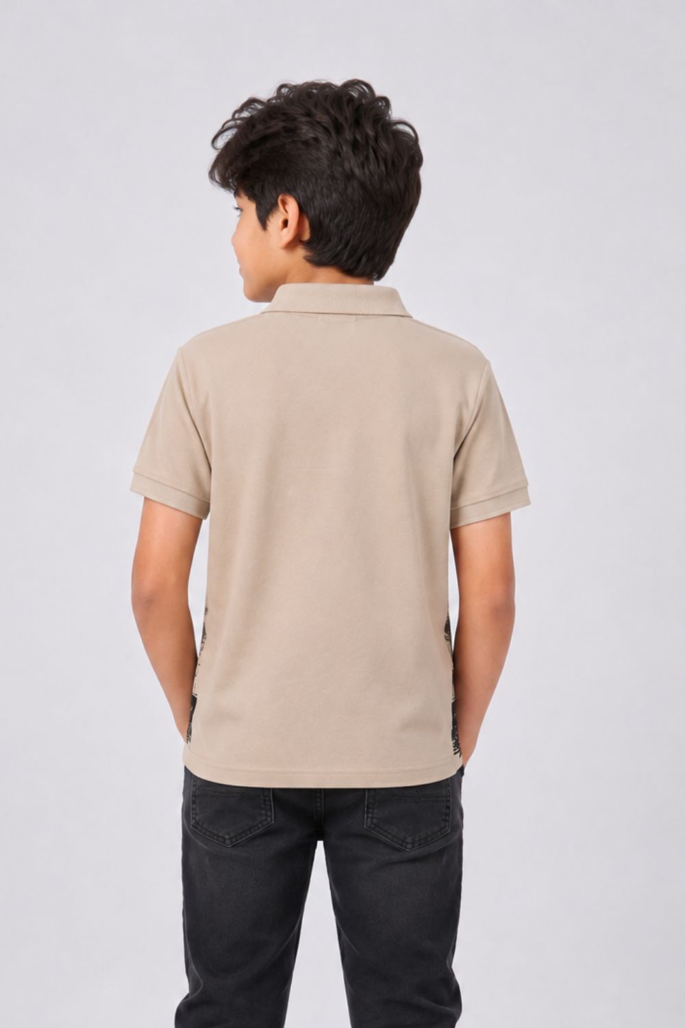 Tweens Boys Regular Fit Beige City Print T-Shirt