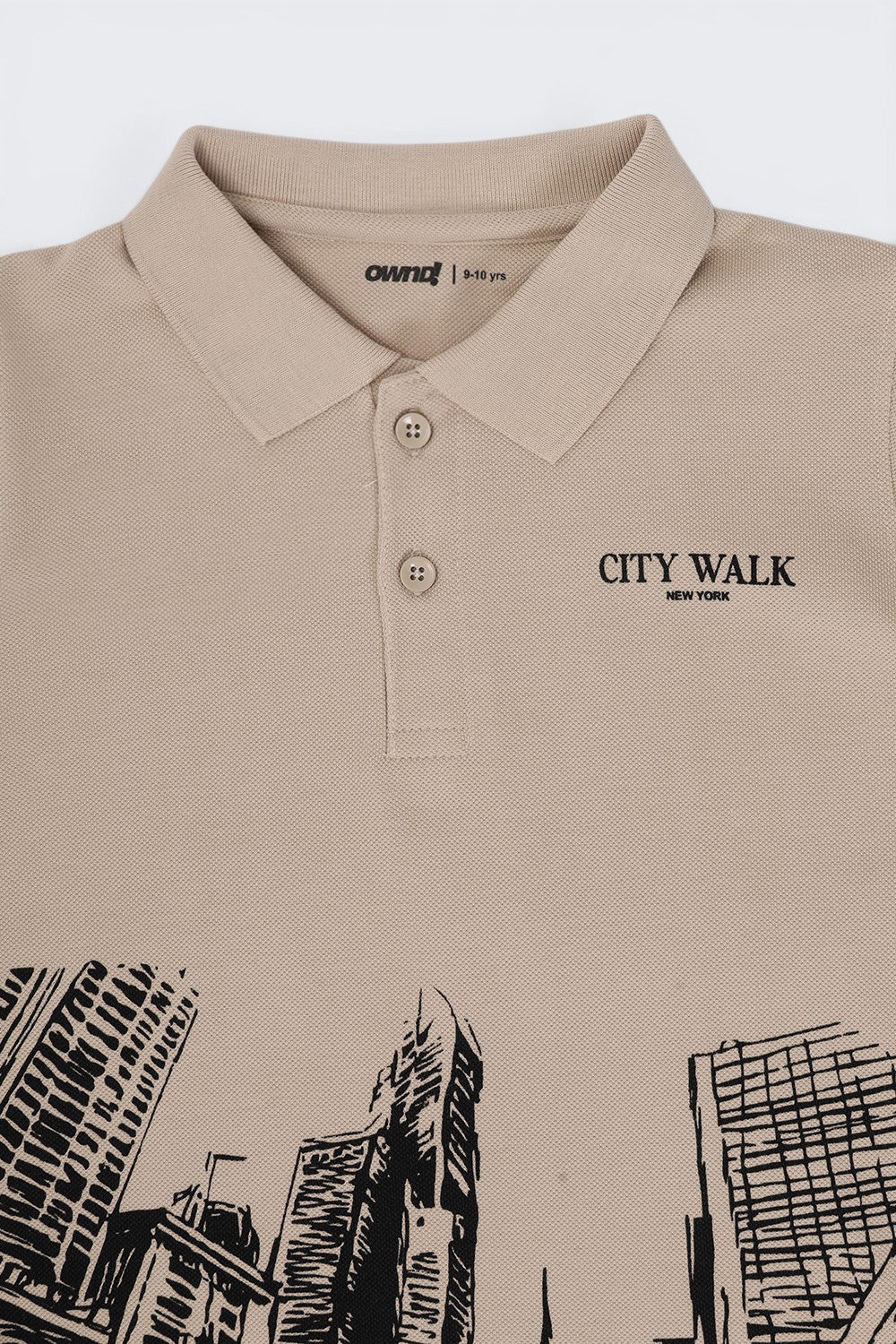 Tweens Boys Regular Fit Beige City Print T-Shirt