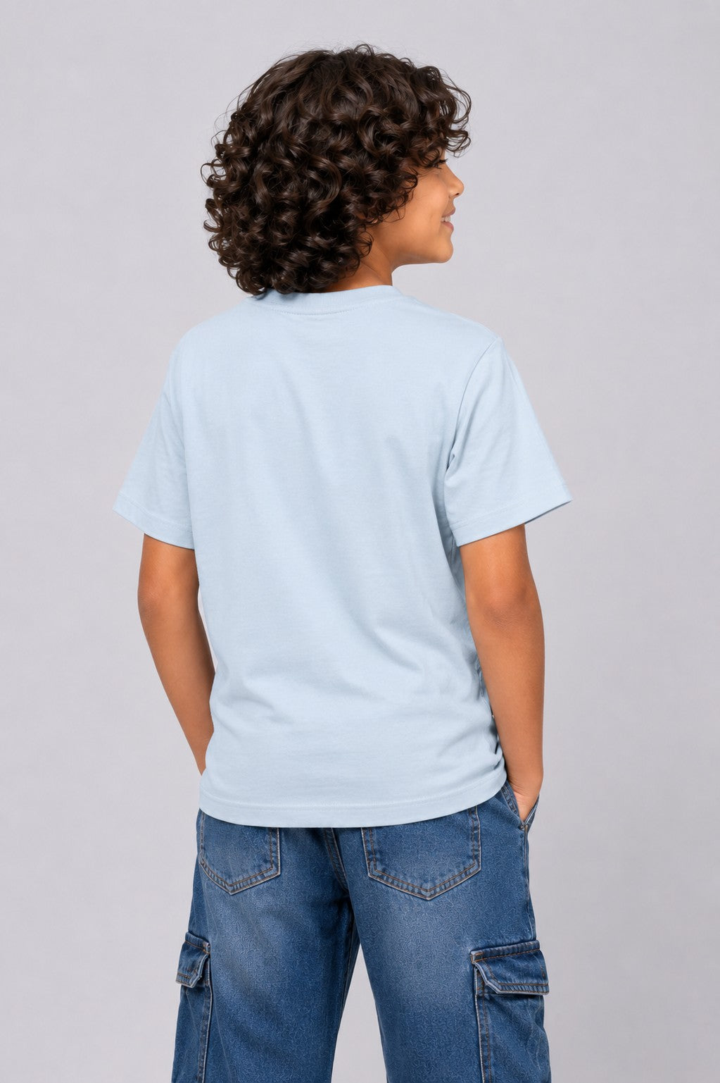Tweens Boys Light Blue Basketball Graphic Printed T-Shirt
