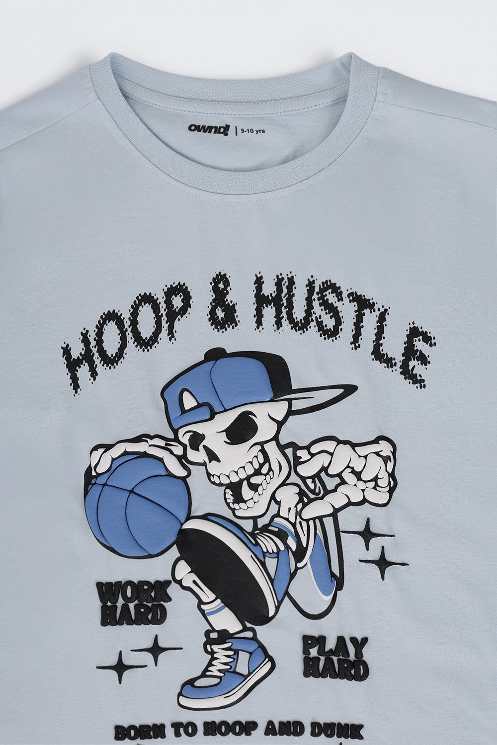 Tweens Boys Light Blue Basketball Graphic Printed T-Shirt