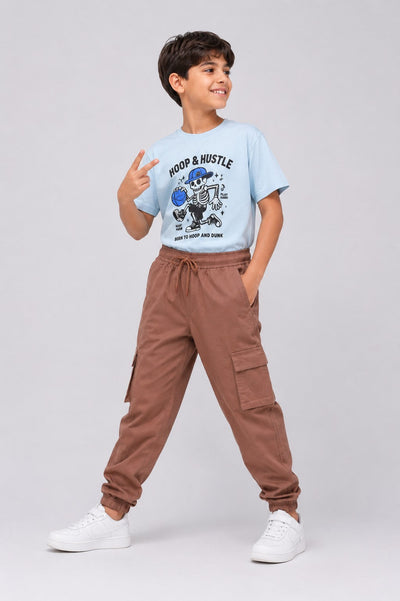 Tweens Boys Brown Cargo Jogger Pant