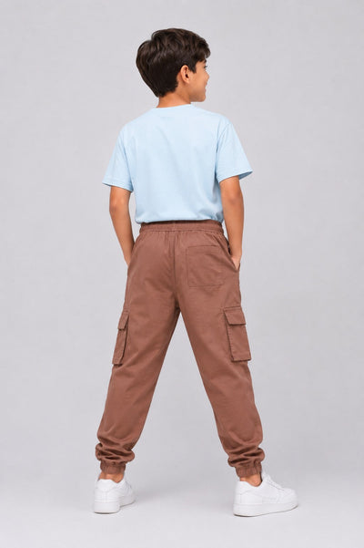 Tweens Boys Brown Cargo Jogger Pant