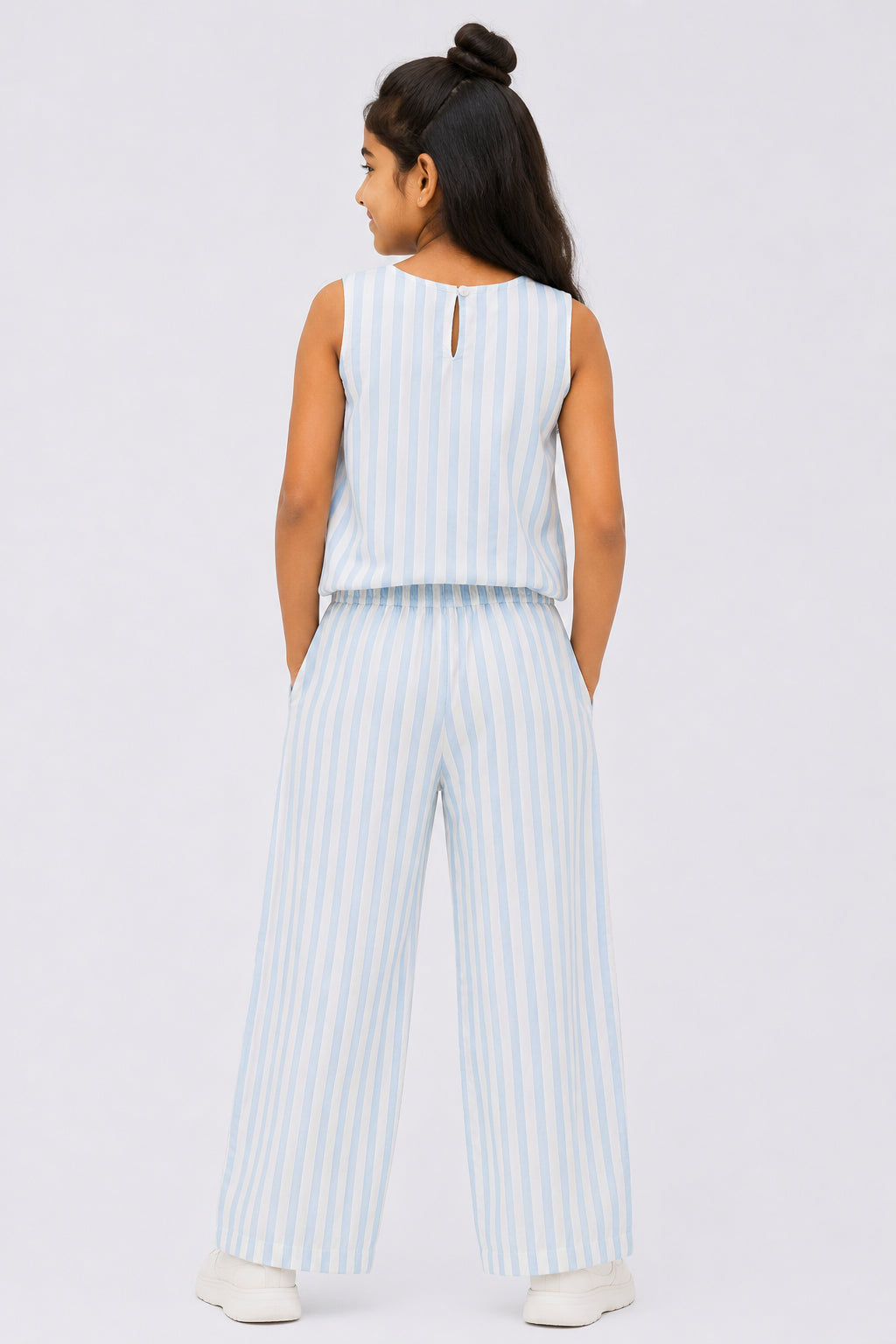 Tweens Girls Light Blue Striped Co-ord Set
