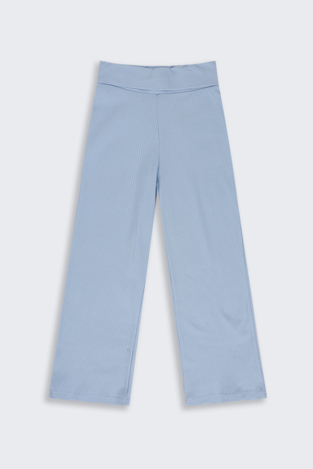 Tweens Girls Light Blue Ribbed Wide Leg Jogger