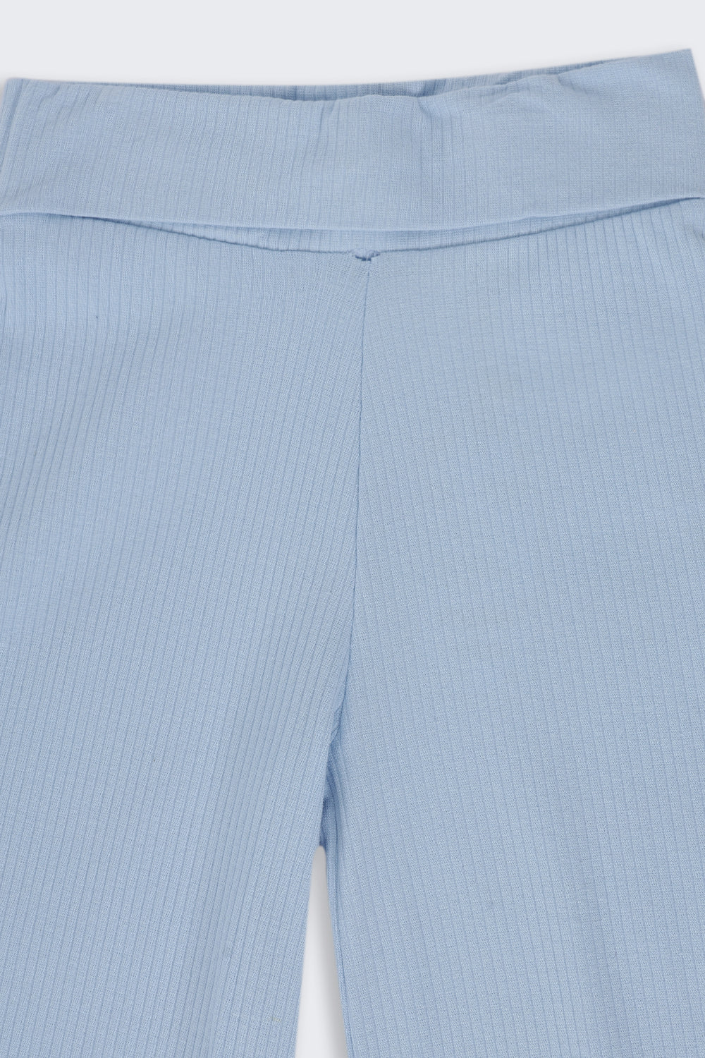 Tweens Girls Light Blue Ribbed Wide Leg Jogger