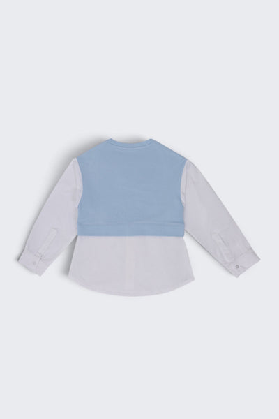 Tweens Girls Light Blue Layered Shirt Style Sweatshirt