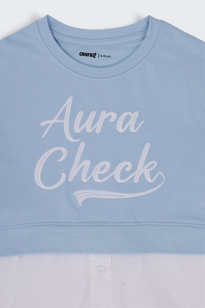 Tweens Girls Light Blue Layered Shirt Style Sweatshirt