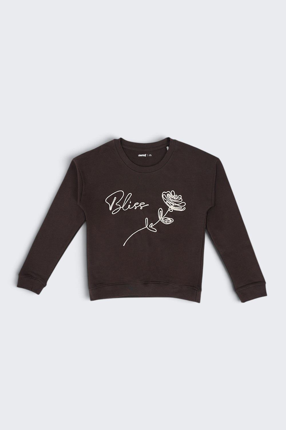 Tweens Girls Brown Bliss Embroidered Graphic Sweatshirt