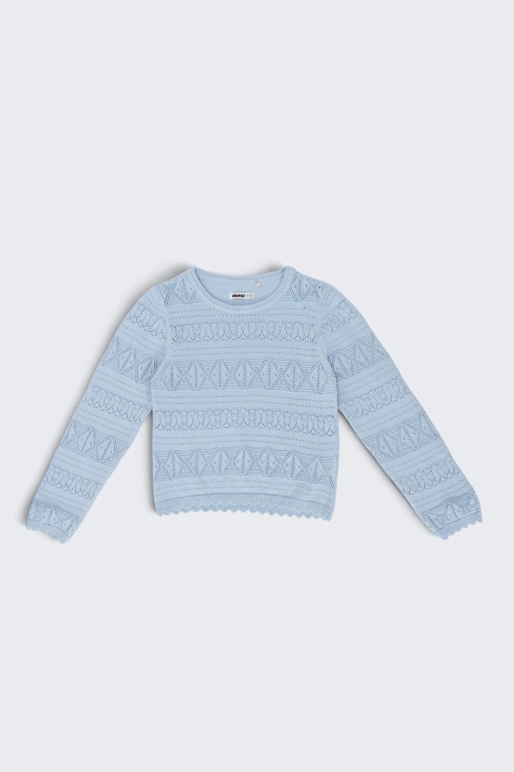 Tweens Girls Blue Pointelle Sweater