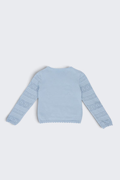 Tweens Girls Blue Pointelle Sweater