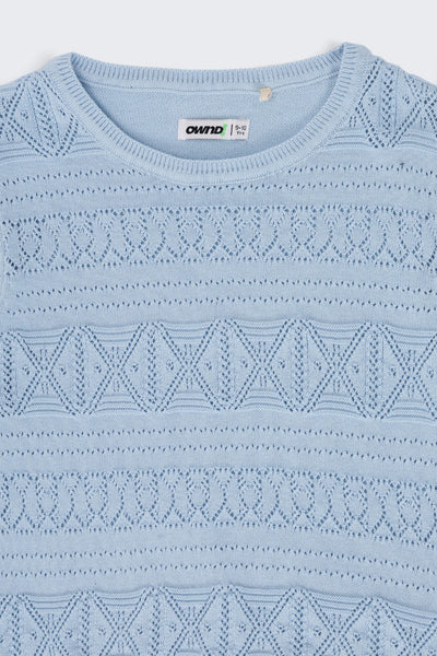 Tweens Girls Blue Pointelle Sweater