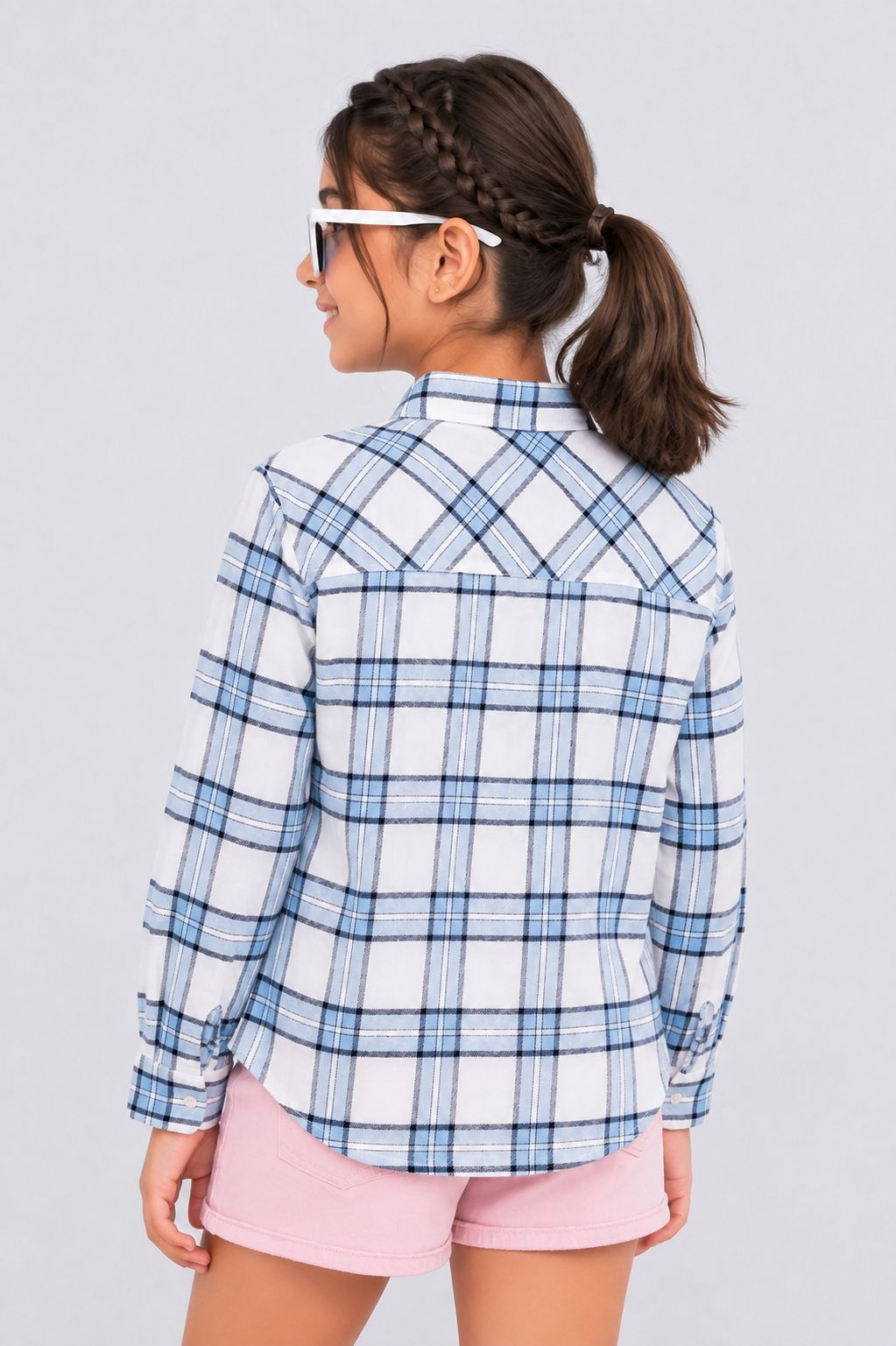 Tweens Girls Light Blue Checked Casual Shirt