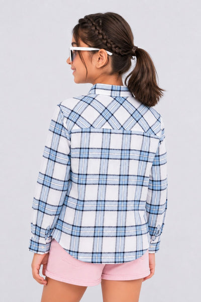 Tweens Girls Light Blue Checked Casual Shirt