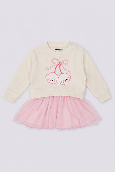 Infant Girls Off White Bunny Print Tulle Dress