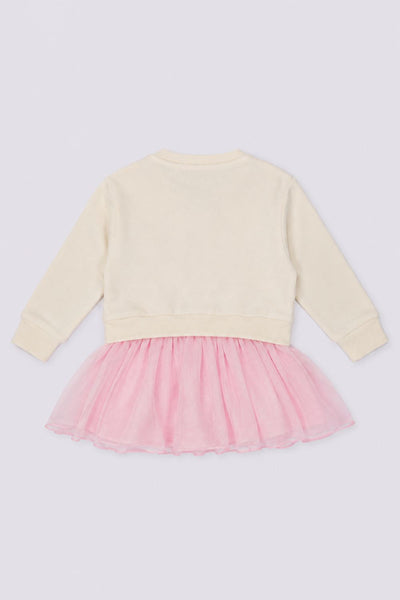 Infant Girls Off White Bunny Print Tulle Dress