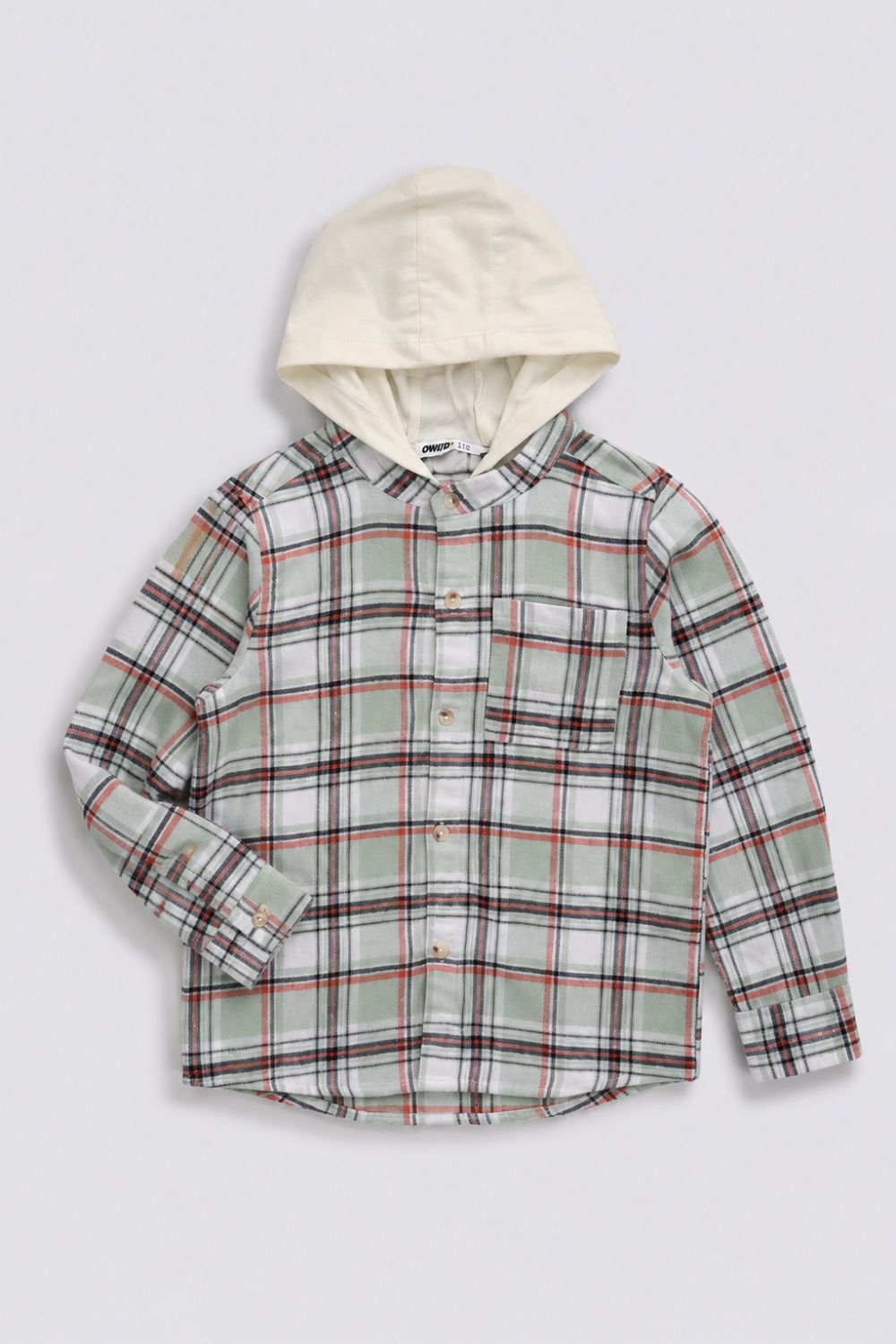 Boys Regular Fit Green Hooded Shirt
