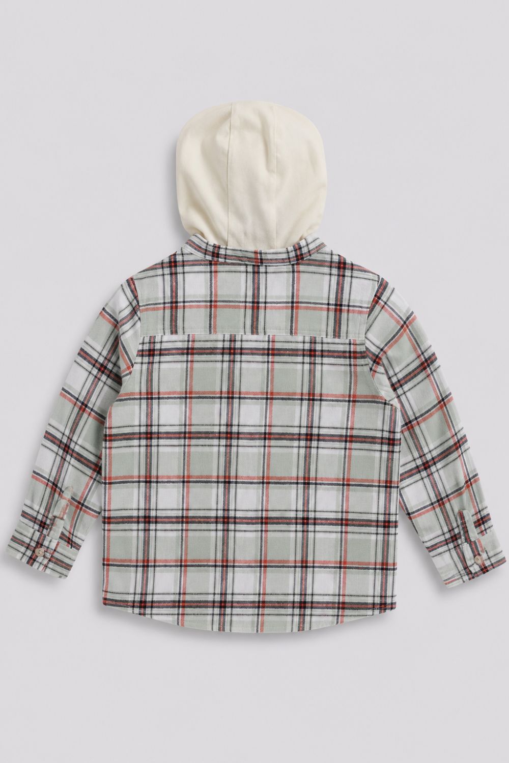Boys Regular Fit Green Hooded Shirt