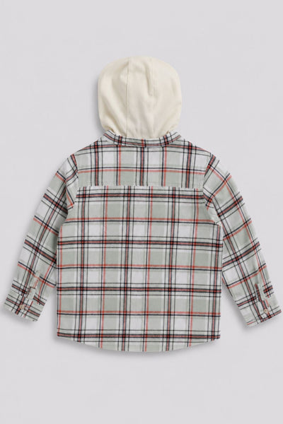 Boys Regular Fit Green Hooded Shirt