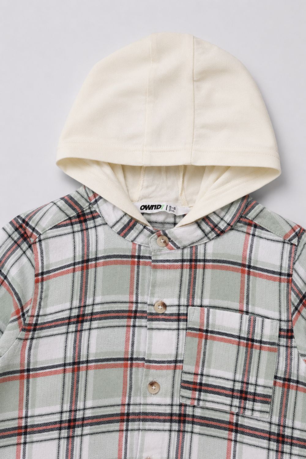 Boys Regular Fit Green Hooded Shirt