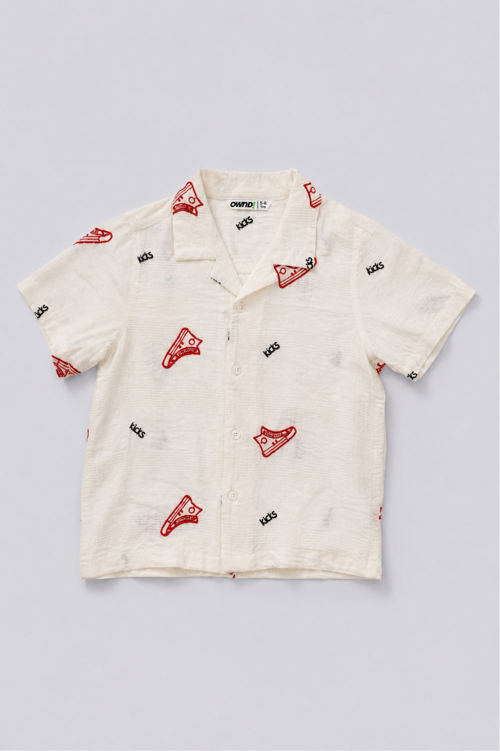 Boys Off White Embroidered Shirt