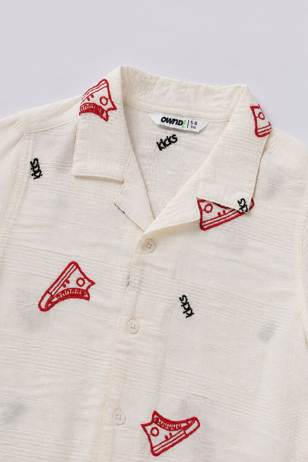 Boys Off White Embroidered Shirt