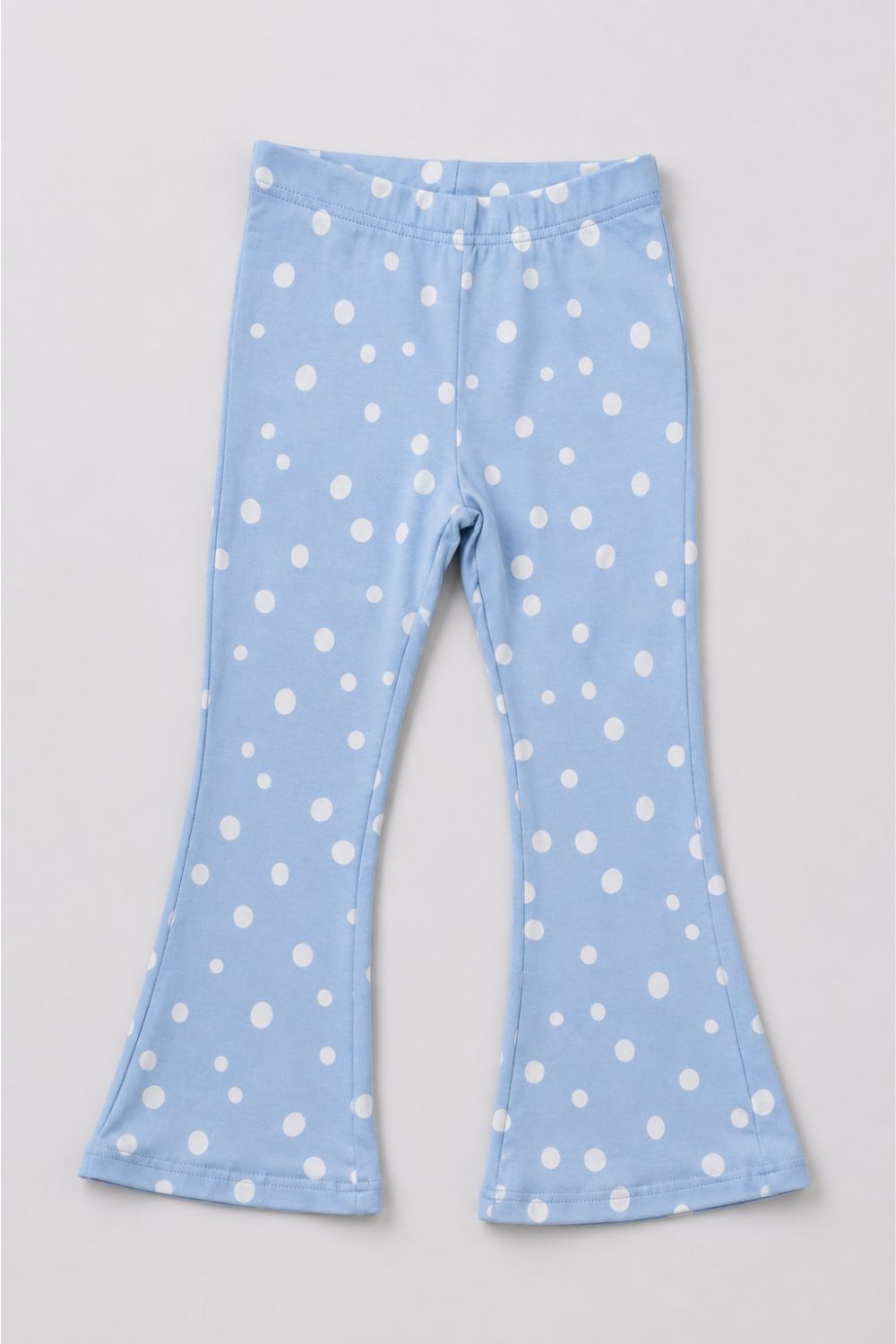 Girls Flared Light Blue Polka Dot Printed Legging