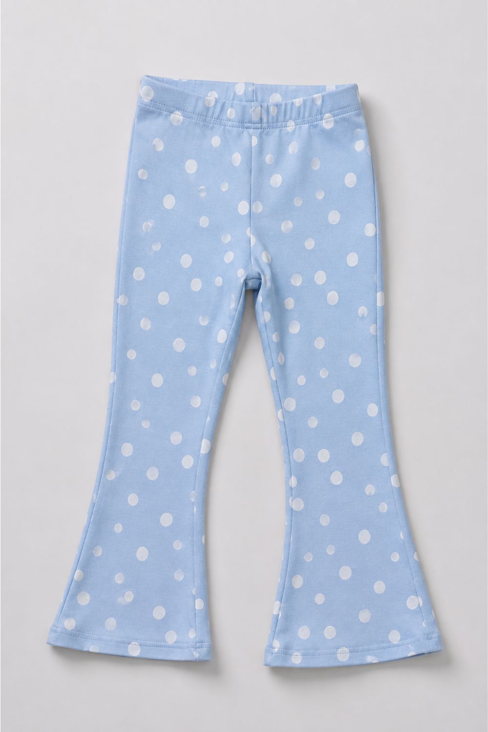 Girls Flared Light Blue Polka Dot Printed Legging