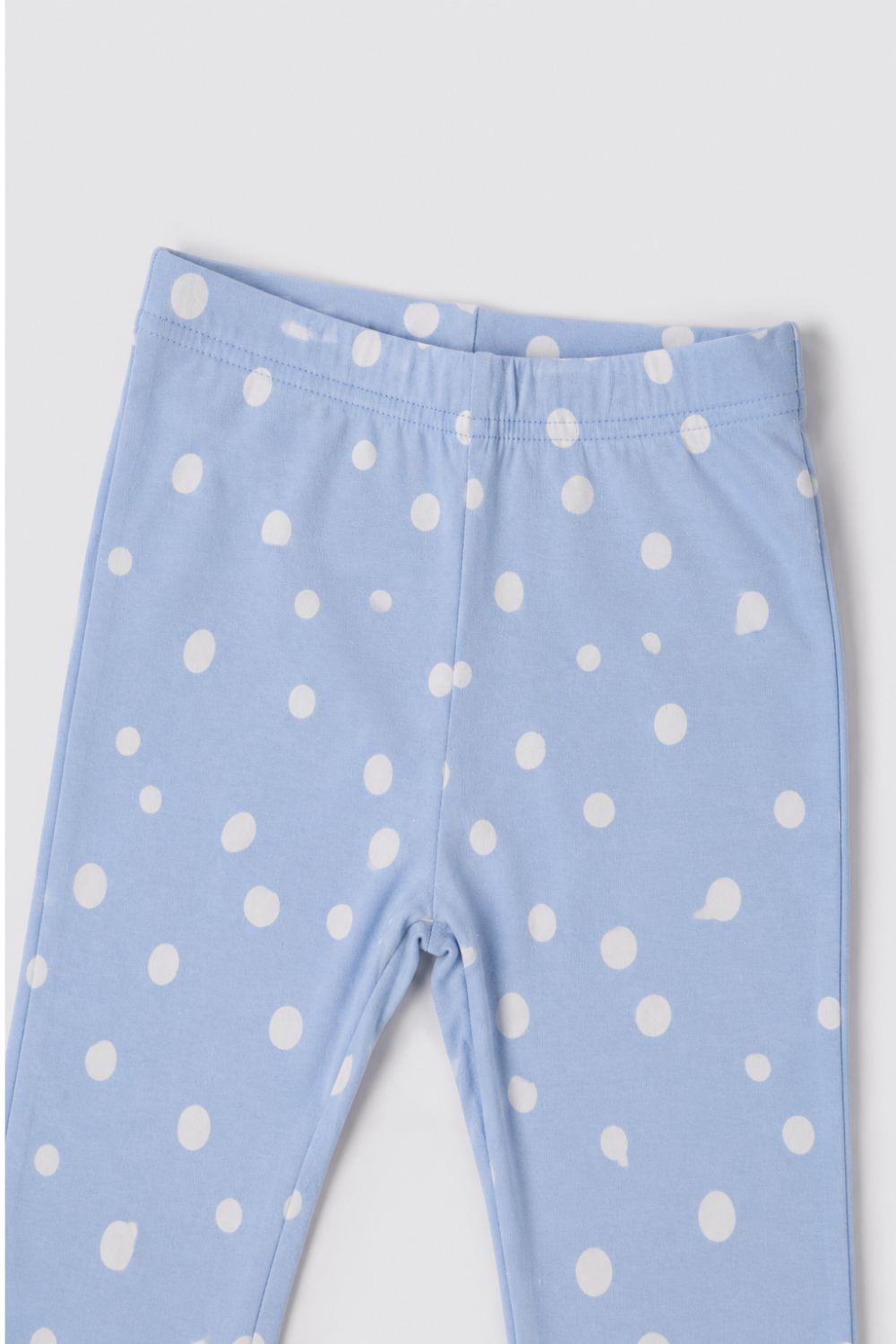 Girls Flared Light Blue Polka Dot Printed Legging