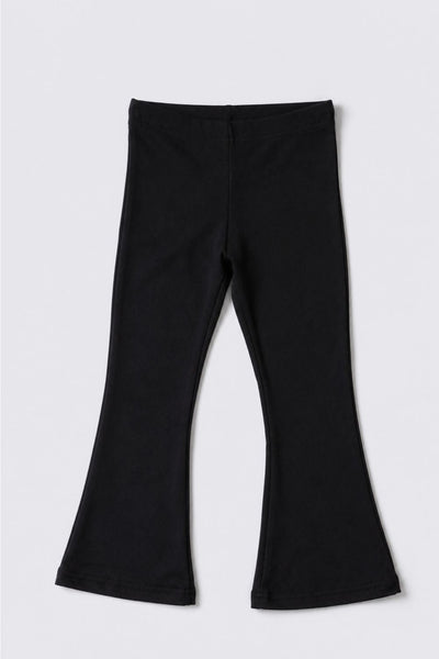 Girls Flared Black Solid Leggings