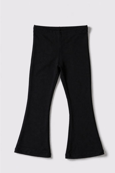 Girls Flared Black Solid Leggings