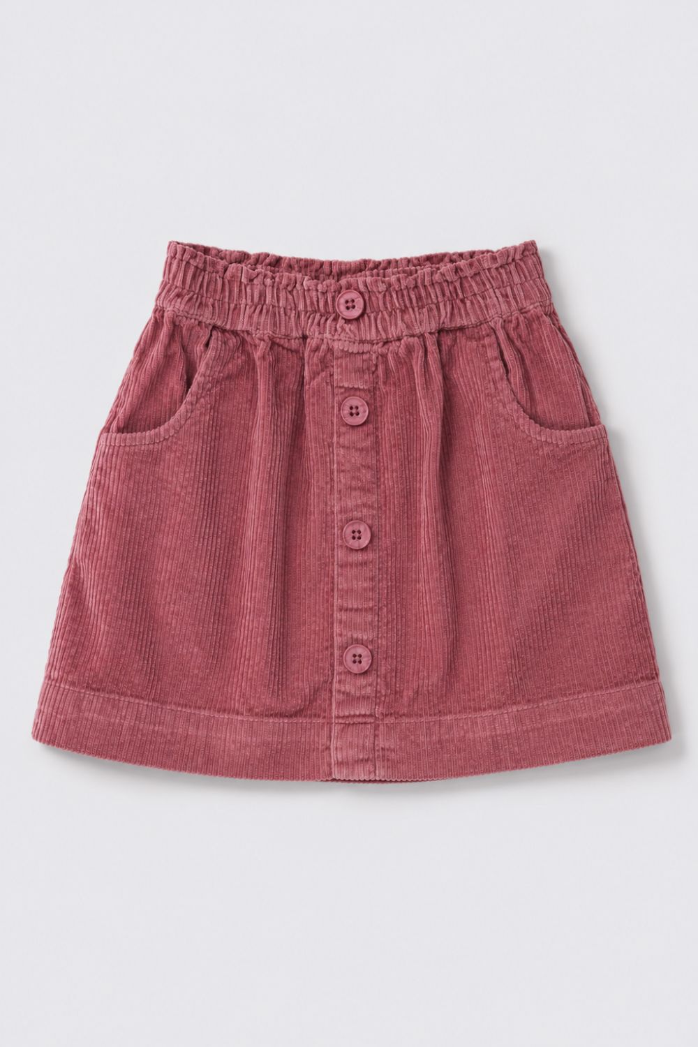 Girls Regular Fit Pink Courdroy Skirt