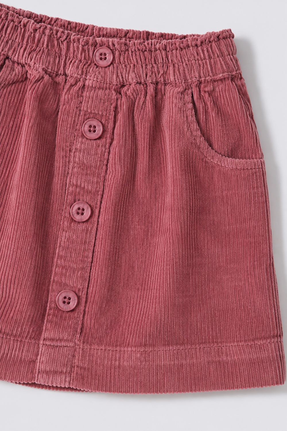 Girls Regular Fit Pink Courdroy Skirt