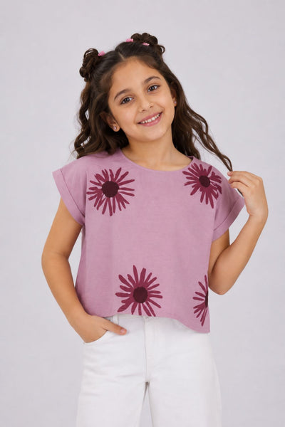 Girls Boxy Pink Floral Top