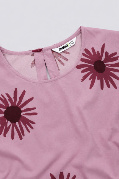Girls Boxy Pink Floral Top