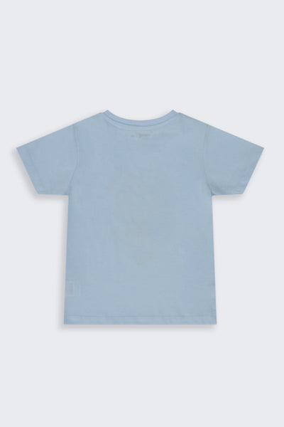 Boys Regular Fit Light Blue Cartoon T-Shirt