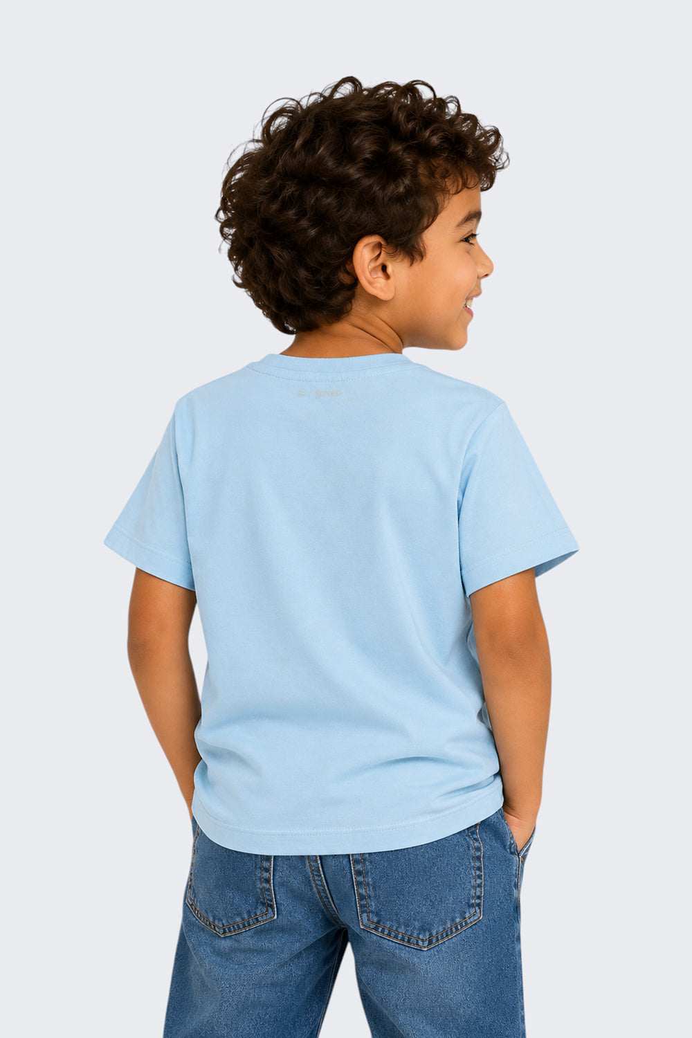 Boys Regular Fit Light Blue Cartoon T-Shirt