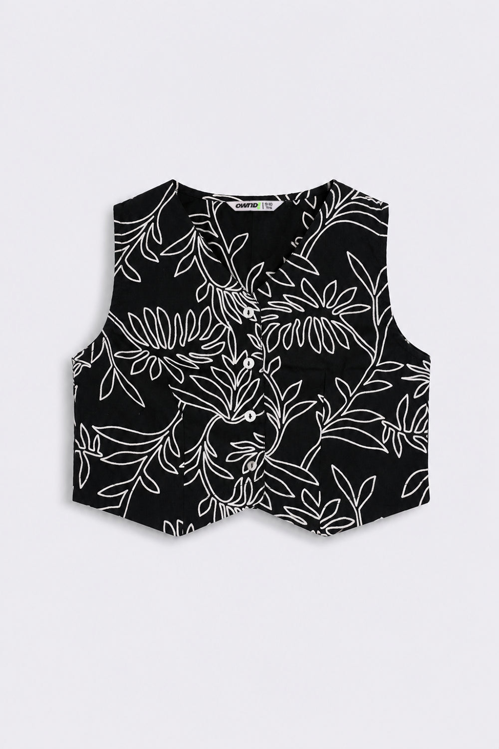 Tweens Girls Regular Fit Black Tropical Co-ord Set