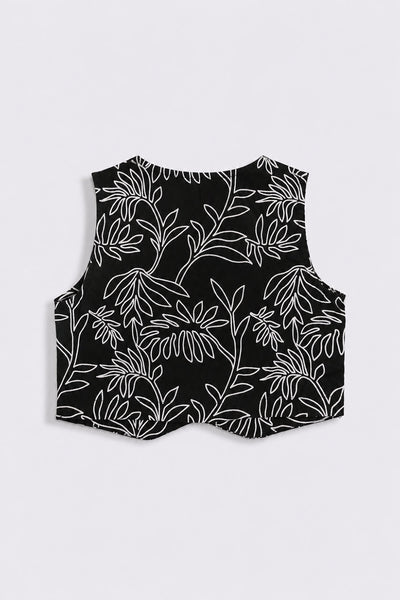 Tweens Girls Regular Fit Black Tropical Co-ord Set