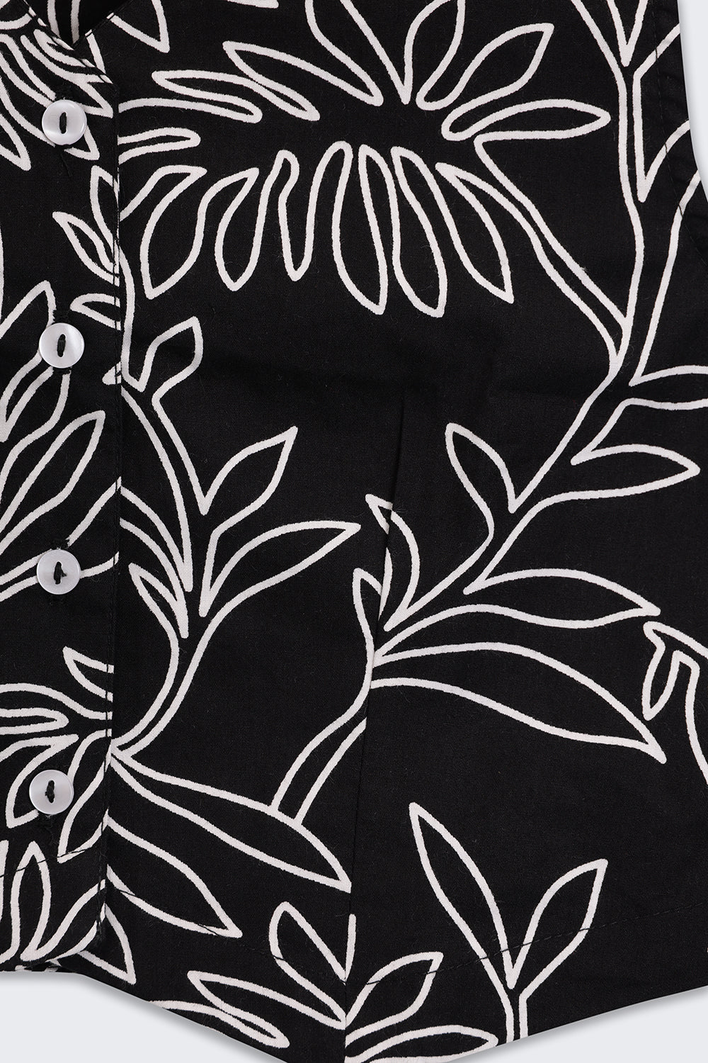 Tweens Girls Regular Fit Black Tropical Co-ord Set